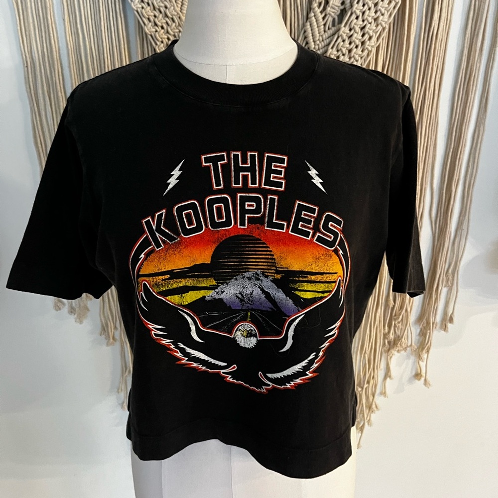 The Kooples Black T-Shirt with Sunset Graphic - Picture 1 of 8